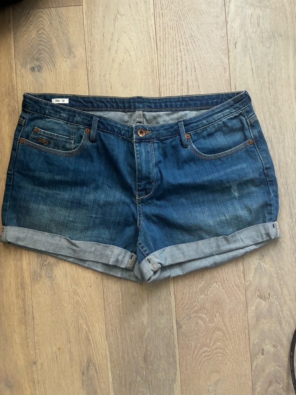 Quiksilver Women's Dark Blue Rolled Cuff Denim Shorts